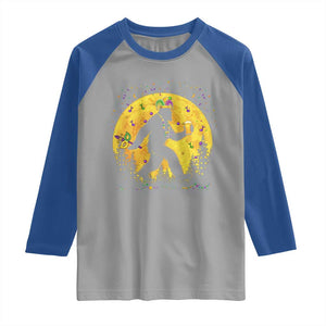 Mardi Gras Bigfoot Raglan Shirt Funny Sasquatch Carnival Trendy Meme TS14 Sport Gray Royal Print Your Wear
