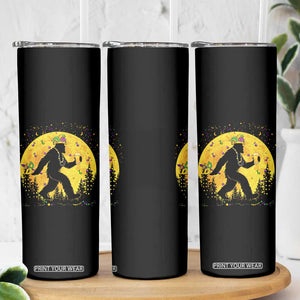 Mardi Gras Bigfoot Skinny Tumbler Funny Sasquatch Carnival Trendy Meme TS14 Print Your Wear