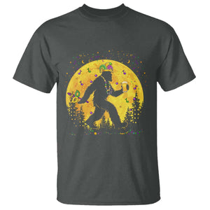 Mardi Gras Bigfoot T Shirt Funny Sasquatch Carnival Trendy Meme TS14 Dark Heather Print Your Wear