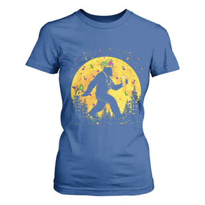 Mardi Gras Bigfoot T Shirt For Women Funny Sasquatch Carnival Trendy Meme TS14 Royal Blue Print Your Wear