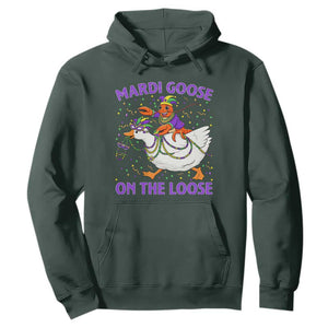 Funny Mardi Gras Hoodie Goose Crawfish Carnival Trendy Meme TS14 Dark Forest Green Print Your Wear