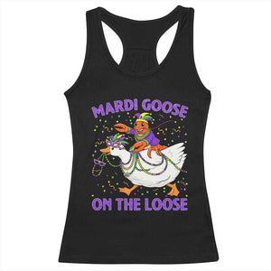 Funny Mardi Gras Racerback Tank Top Goose Crawfish Carnival Trendy Meme TS14 Black Print Your Wear