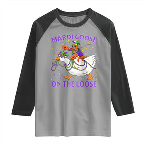 Funny Mardi Gras Raglan Shirt Goose Crawfish Carnival Trendy Meme TS14 Sport Gray Black Print Your Wear