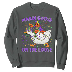 Funny Mardi Gras Sweatshirt Goose Crawfish Carnival Trendy Meme TS14 Dark Heather Print Your Wear