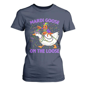 Funny Mardi Gras T Shirt For Women Goose Crawfish Carnival Trendy Meme TS14 Navy Print Your Wear
