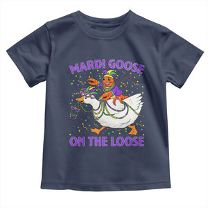 Funny Mardi Gras Toddler T Shirt Goose Crawfish Carnival Trendy Meme TS14 Navy Print Your Wear