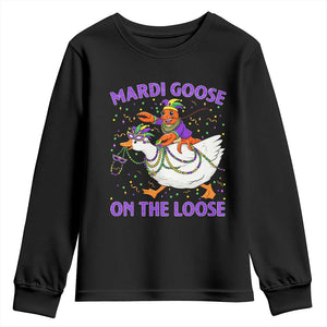 Funny Mardi Gras Youth Sweatshirt Goose Crawfish Carnival Trendy Meme TS14 Black Print Your Wear