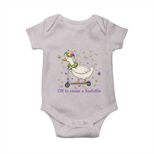 Mardi Gras Silly Goose Baby Onesie Off To Cause A Kerfuffle TS14 Ice Gray Print Your Wear