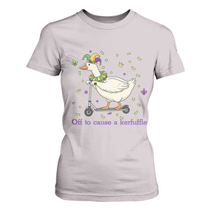 Mardi Gras Silly Goose T Shirt For Women Off To Cause A Kerfuffle TS14 Ice Gray Print Your Wear