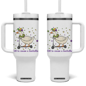 Mardi Gras Silly Goose Tumbler With Handle Off To Cause A Kerfuffle TS14 One Size: 40 oz White Print Your Wear