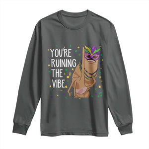 Funny Mardi Gras Long Sleeve Shirt Marcus The Worm Carnival Trendy Meme TS14 Dark Heather Print Your Wear