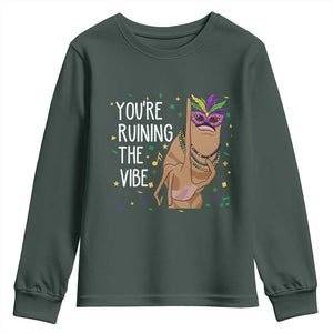 Funny Mardi Gras Youth Sweatshirt Marcus The Worm Carnival Trendy Meme TS14 Dark Forest Green Print Your Wear