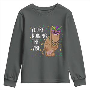 Funny Mardi Gras Youth Sweatshirt Marcus The Worm Carnival Trendy Meme TS14 Dark Heather Print Your Wear
