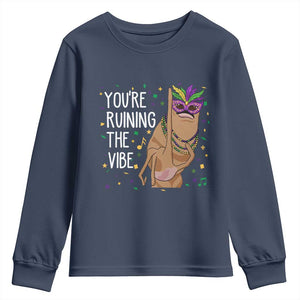 Funny Mardi Gras Youth Sweatshirt Marcus The Worm Carnival Trendy Meme TS14 Navy Print Your Wear