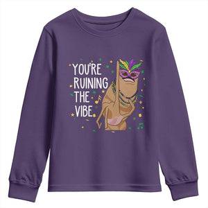 Funny Mardi Gras Youth Sweatshirt Marcus The Worm Carnival Trendy Meme TS14 Purple Print Your Wear