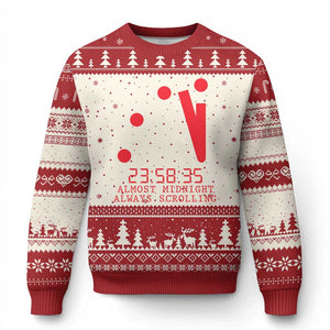 Doomsday Clock Armageddon Ugly Christmas Sweater Almost Midnight Always Scrolling TS14 Beige Red Print Your Wear