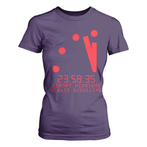 Doomsday Clock Armageddon T Shirt For Women Almost Midnight Always Scrolling TS14 Purple Print Your Wear