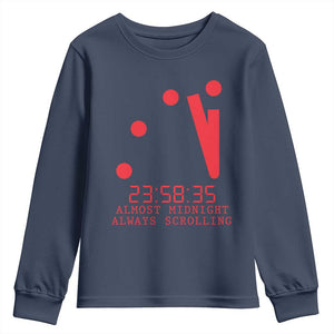 Doomsday Clock Armageddon Youth Sweatshirt Almost Midnight Always Scrolling TS14 Navy Print Your Wear