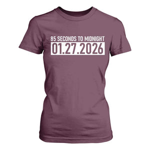 Doomsday Clock Armageddon T Shirt For Women 85 Second To Midnight TS14 Maroon Print Your Wear