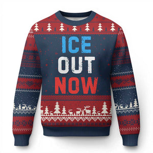 Ice Out Ugly Christmas Sweater Minneapolis Resist ICE Immigration Rights Protest TS14 Navy Red Print Your Wear