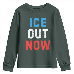 Ice Out Youth Sweatshirt Minneapolis Resist ICE Immigration Rights Protest TS14 Dark Forest Green Print Your Wear