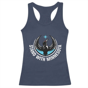Minnesota Strong Racerback Tank Top Stand With Minnesota Anti ICE Immigration Rights Protest TS14 Navy Print Your Wear