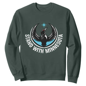 Minnesota Strong Sweatshirt Stand With Minnesota Anti ICE Immigration Rights Protest TS14 Dark Forest Green Print Your Wear