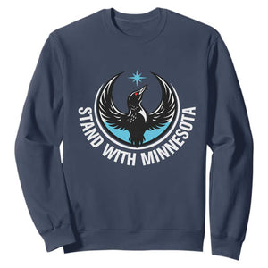Minnesota Strong Sweatshirt Stand With Minnesota Anti ICE Immigration Rights Protest TS14 Navy Print Your Wear