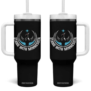 Minnesota Strong Tumbler With Handle Stand With Minnesota Anti ICE Immigration Rights Protest TS14 One Size: 40 oz Black Print Your Wear