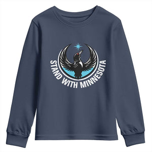Minnesota Strong Youth Sweatshirt Stand With Minnesota Anti ICE Immigration Rights Protest TS14 Navy Print Your Wear