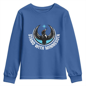 Minnesota Strong Youth Sweatshirt Stand With Minnesota Anti ICE Immigration Rights Protest TS14 Royal Blue Print Your Wear