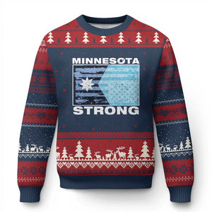 Minnesota Strong Ugly Christmas Sweater MN State Flag Political Protest MN Resistance Abolish ICE TS14 Navy Red Print Your Wear