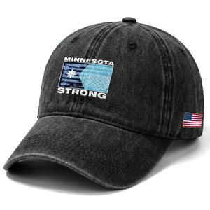 Minnesota Strong Washed Cotton Baseball Cap MN State Flag Political Protest MN Resistance Abolish ICE TS14 Print Your Wear