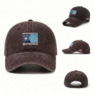 Minnesota Strong Washed Cotton Baseball Cap MN State Flag Political Protest MN Resistance Abolish ICE TS14 Washed Cap Universal Fit Dark Brown Print Your Wear