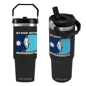 Stand with Minnesota Flip Straw Tumbler Christian Jesus Minnesota Strong Subtle Anti ICE TS14 One Size: 30 oz Black Print Your Wear