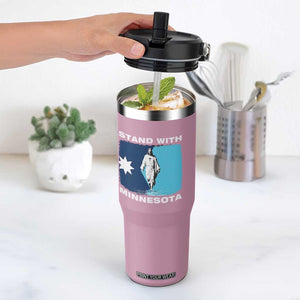 Stand with Minnesota Flip Straw Tumbler Christian Jesus Minnesota Strong Subtle Anti ICE TS14 One Size: 30 oz Light Pink Print Your Wear
