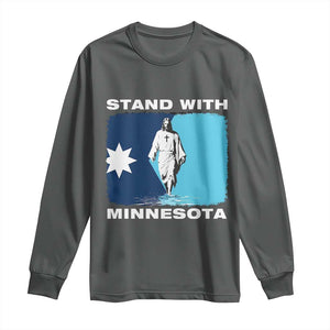 Stand with Minnesota Long Sleeve Shirt Christian Jesus Minnesota Strong Subtle Anti ICE TS14 Dark Heather Print Your Wear
