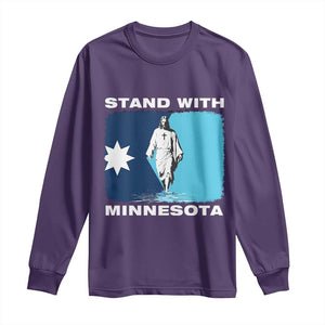 Stand with Minnesota Long Sleeve Shirt Christian Jesus Minnesota Strong Subtle Anti ICE TS14 Purple Print Your Wear