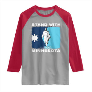 Stand with Minnesota Raglan Shirt Christian Jesus Minnesota Strong Subtle Anti ICE TS14 Sport Gray Red Print Your Wear