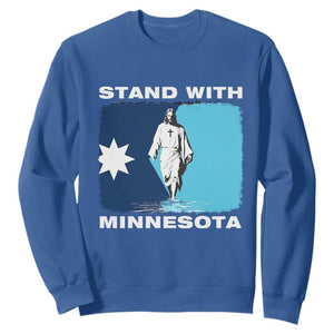 Stand with Minnesota Sweatshirt Christian Jesus Minnesota Strong Subtle Anti ICE TS14 Royal Blue Print Your Wear