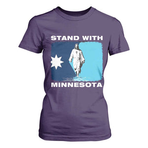 Stand with Minnesota T Shirt For Women Christian Jesus Minnesota Strong Subtle Anti ICE TS14 Purple Print Your Wear