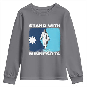 Stand with Minnesota Youth Sweatshirt Christian Jesus Minnesota Strong Subtle Anti ICE TS14 Charcoal Print Your Wear