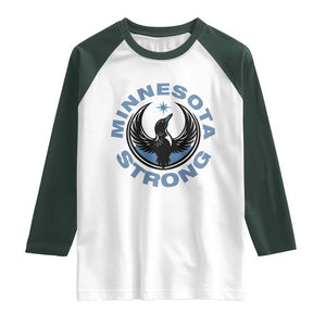 Minnesota Strong Raglan Shirt MN State Bird Loon Resistance Political Protest TS14 White Dark Forest Green Print Your Wear