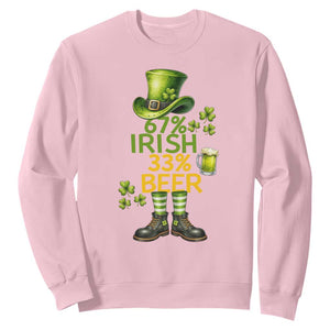 67 Irish 33 Beer Sweatshirt Funny Six Seven Leprechaun Drinking Beer Lover TS14 Light Pink Print Your Wear