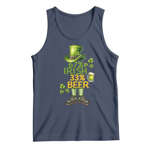 67 Irish 33 Beer Tank Top Funny Six Seven Leprechaun Drinking Beer Lover TS14 Navy Print Your Wear