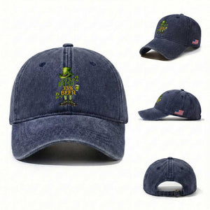 67 Irish 33 Beer Washed Cotton Baseball Cap Funny Six Seven Leprechaun Drinking Beer Lover TS14 Washed Cap Universal Fit Navy Print Your Wear