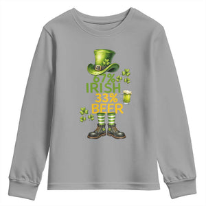 67 Irish 33 Beer Youth Sweatshirt Funny Six Seven Leprechaun Drinking Beer Lover TS14 Sport Gray Print Your Wear