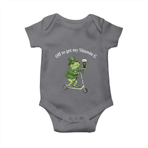 Funny Frog St Patricks Day Meme Baby Onesie Vitamin G Irish Beer TS14 Charcoal Print Your Wear