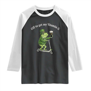 Funny Frog St Patricks Day Meme Raglan Shirt Vitamin G Irish Beer TS14 Black White Print Your Wear