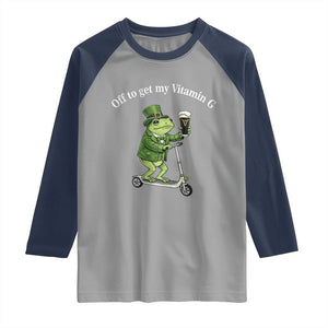 Funny Frog St Patricks Day Meme Raglan Shirt Vitamin G Irish Beer TS14 Sport Gray Navy Print Your Wear